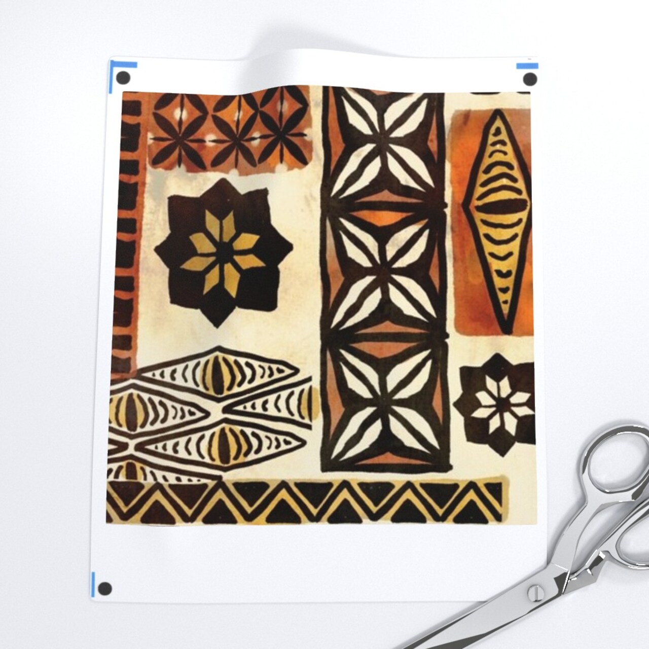 Hawaiian Orange Red Yellow Old Rust Antique Polynesian Tiki Custom Printed Fabric by Spoonflower Various Fabrics by the Yard or Fat Quarter